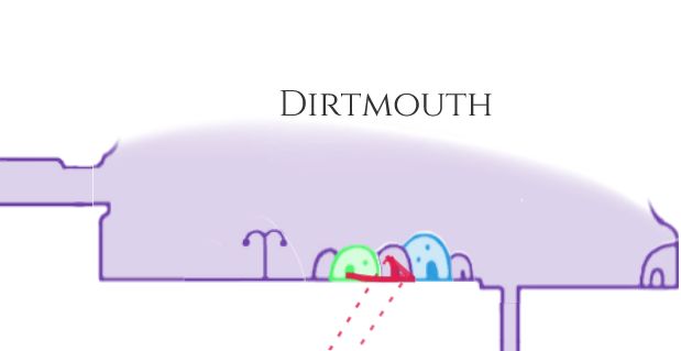 A view of dirtmouth displaying the geo spend in each building by usage a colormap