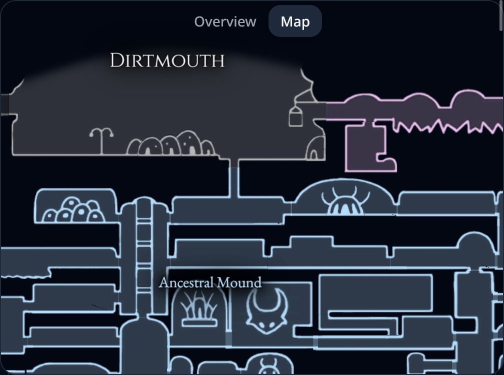 A map showing the area colors of the game rooms